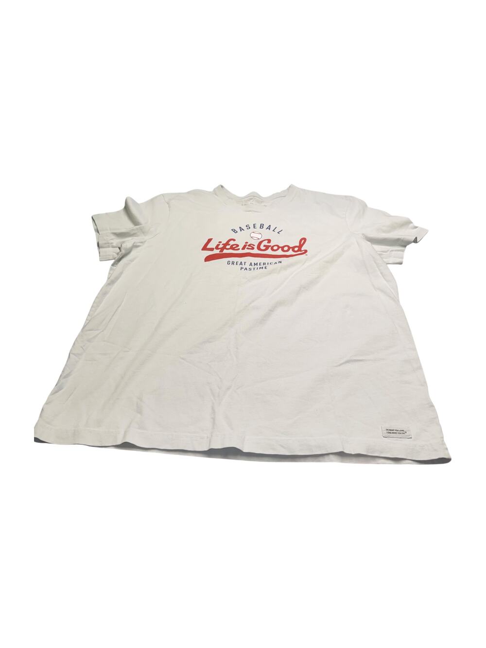 Life is Good Crusher Baseball Pastime Graphic Tee Mens XL White